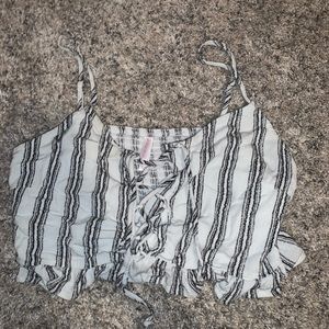 Cropped laced front tank top